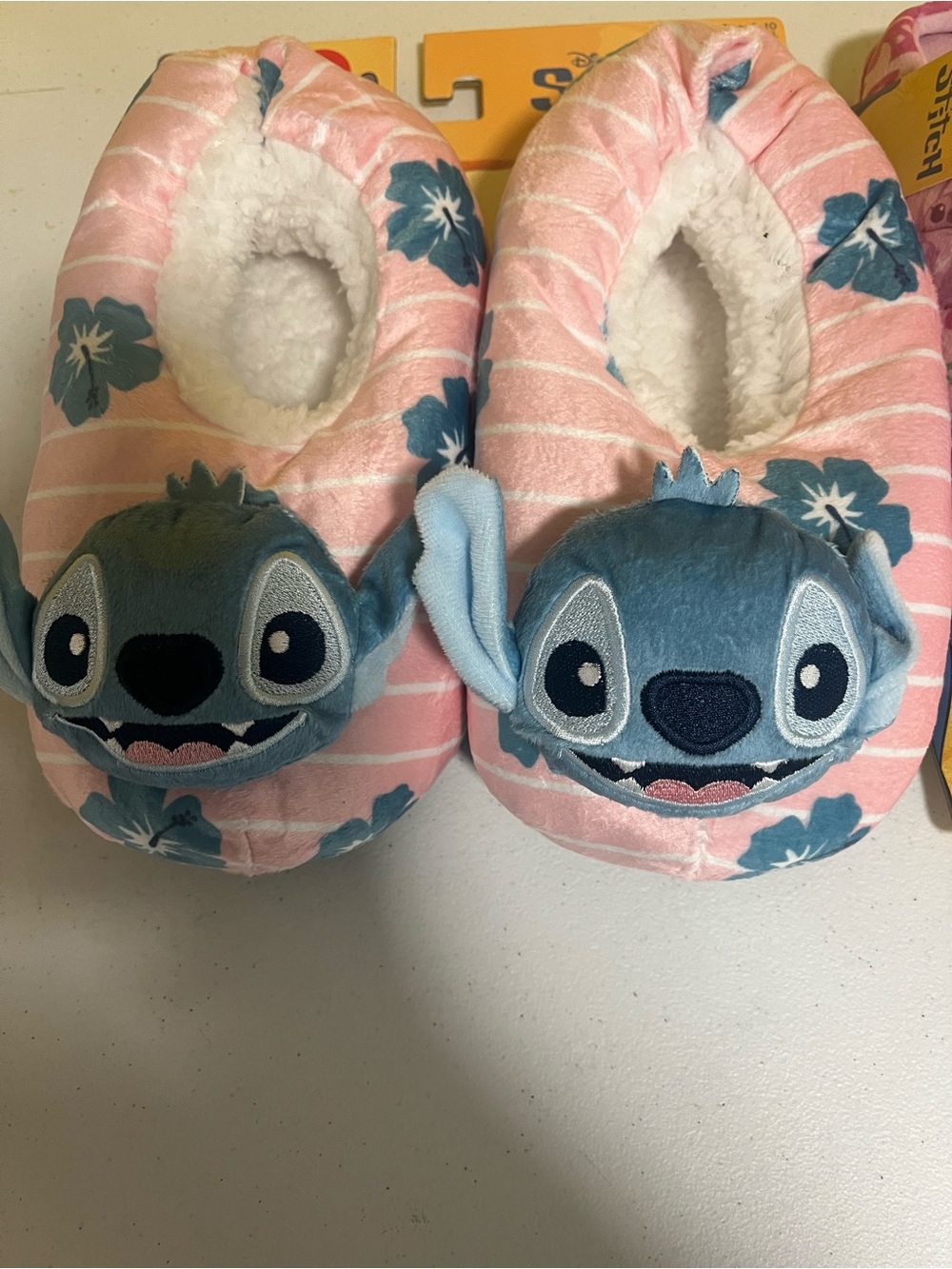 Disney Pink & Blue Stitch Plush-Lined Kids Slippers